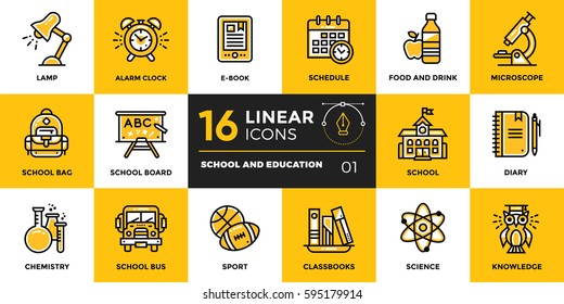 Vector collection of line icons, back to school. High quality modern pictograms for mobile concepts and web design.