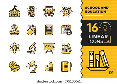 Vector collection of line icons, back to school. High quality modern pictograms for mobile concepts and web design.