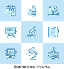 Vector collection of line icons for back to school. High quality icons suitable for mobile apps, websites and illustration