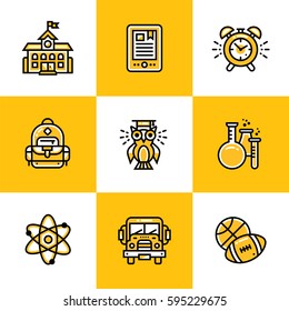 Vector collection of line icons for back to school. High quality icons suitable for mobile apps, websites and illustration