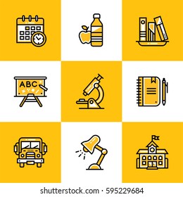 Vector collection of line icons for back to school. High quality icons suitable for mobile apps, websites and illustration