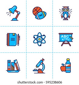 Vector collection of line icons for back to school. High quality icons suitable for mobile apps, websites and illustration