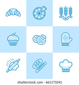 Vector collection of line icons, bakery and cooking. High quality icons suitable for websites, print and illustration