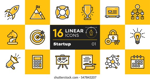 Vector collection of line icons for new business. High quality modern pictograms for mobile concepts and web design