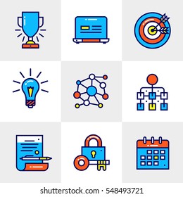 Vector collection of line icons for new business. High quality modern pictograms for mobile concepts and web design