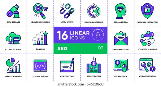 Vector collection of line icons for startup business in blue tone style. Modern outline icons for mobile application and web concepts