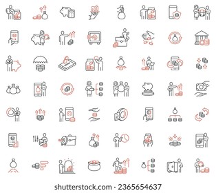 Vector Collection of Linear Icons Related to Business investment, Trade Service, Investment Strategy and Finance Management. Thin outline icons pack - part 1