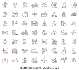 Vector Collection of Linear Icons Related to Business investment, Trade Service, Investment Strategy and Finance Management. Thin outline icons pack - part 2