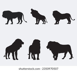 Vector Collection of lion Silhouettes