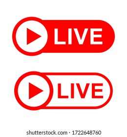 Vector collection of live streaming icons. Symbols and buttons for live streaming, broadcasting, online streaming. Templates for tv, shows, films, videos and live shows.