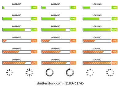 Vector collection of loading bar for web pages on white background