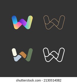 Vector collection of logos from 4 letter W. Application icon design template. Vector logotype design