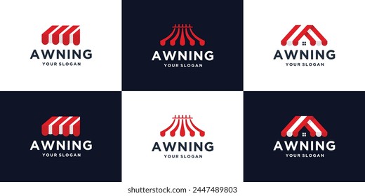 vector collection of logos awning design inspiration,isolated on white and dark background