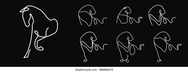 Vector. Collection of logos depicting animals. Horse, Lion.
