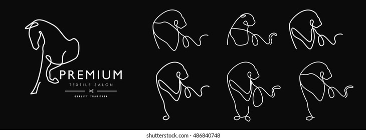 Vector. Collection of logos depicting animals. Horse, Lion.
