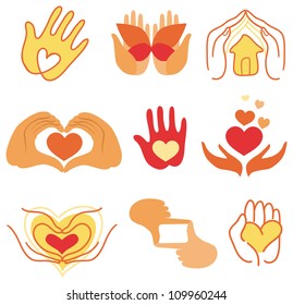 Vector collection of love signs - for charity and hand made