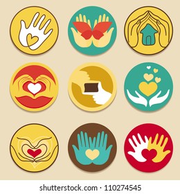 Vector collection of love signs - for charity and hand made