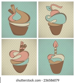 Vector collection of lovely cakes images, symbols and emblems