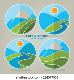 vector collection of lovely landscape and nature symbols and icons