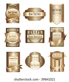 Vector collection of luxury golden labels