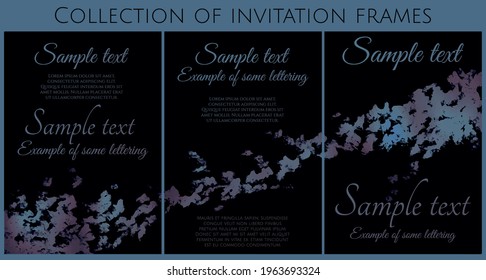 colección vectorial de invitación de lujo con textura de metal azul oscuro