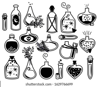 Vector Collection of Magical Potions and Bottles