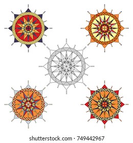 Vector collection of mandalas on a white
