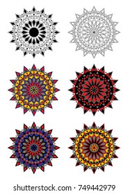 Vector collection of mandalas on a white