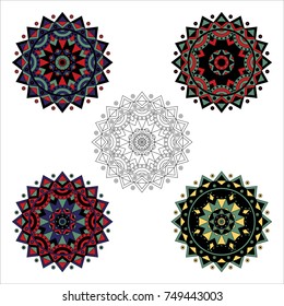 Vector collection of mandalas on a white