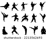 A vector collection of martial arts silhouettes for artwork compositions