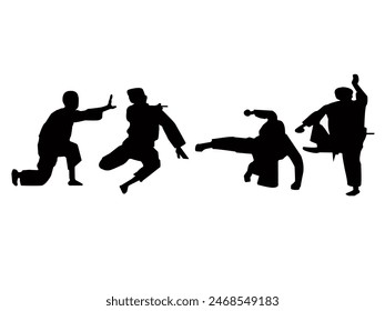 A vector collection of martial arts silhouettes for artwork composition