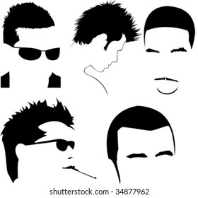 vector collection of men's different haircuts