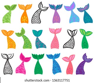 Vector Collection of Mermaid Tail Illustrations