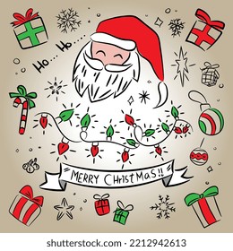 vector collection of Merry Christmas sketch, doodle, hand drawing
