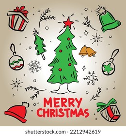 vector collection of Merry Christmas sketch, doodle, hand drawing