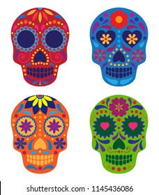 vector collection of mexican sugar skulls