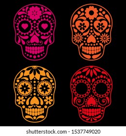 vector collection of mexican sugar skulls on for calavera