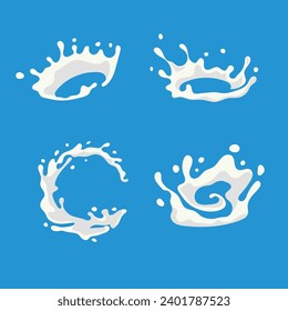 Vektorgrafik von Milchspritzen einzeln auf blauem Hintergrund