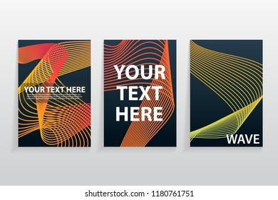 Vector collection of modern abstract banner. Colorful wave line on black background