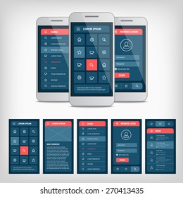 Vector collection of modern flat design. Conception of mobile user interface. EPS10 illustration. Mobile app ui kit.