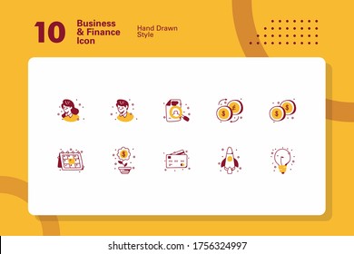 Vector collection of modern Hand Drawn colour and trendy business office and finance, man, woman, search, hiring, change, money, schedule, grow, idea