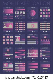 vector collection of modern mobile phones with different user interface elements