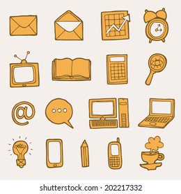 Vector collection of modern trendy flat business and office icons 
