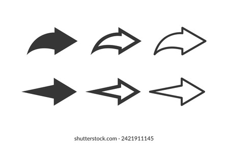 Vector Collection Monochrome Stylized Arrow Symbols. Direction And Movement Graphic Design Elements Collection