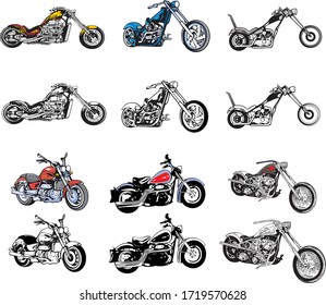 vector collection of motor chopper that can be used for various kinds of promotions