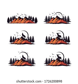 vector collection of mountain landscape logos