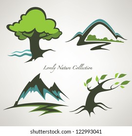 vector collection of nature and landscape symbols