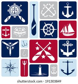 A vector collection of nautical icons.