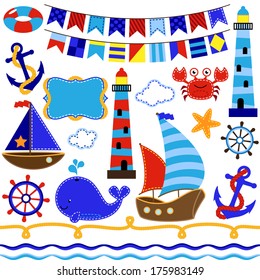 Vector Collection of Nautical and Sailing Themed Elements