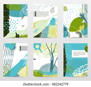 Vector collection of neo-grunge style abstract backgrounds, made with hand drawn textures and brushes